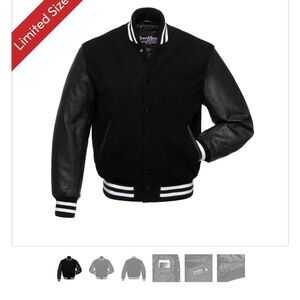 Classic Black Varsity Jacket with Leather Sleeves